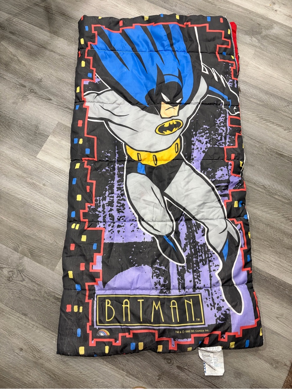 Vintage 1992 Batman Youth Size Sleeping Bag Double Sided Image Clean DC Comics